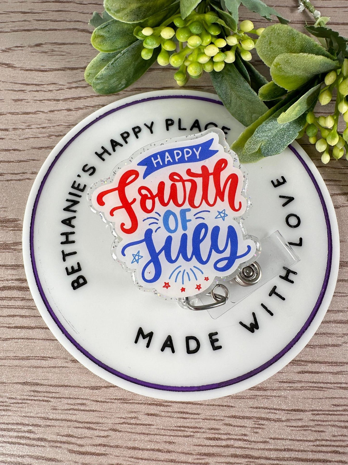 Fourth of July retractable badge reel