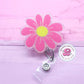 Pink daisy badge reel