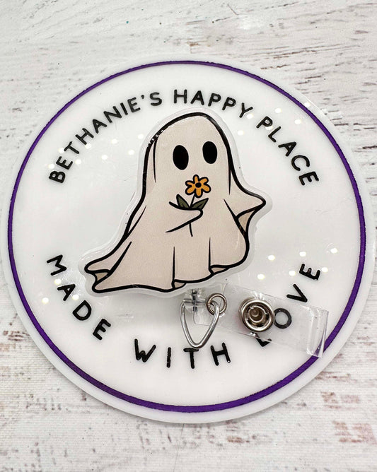 Vintage ghost badge reel