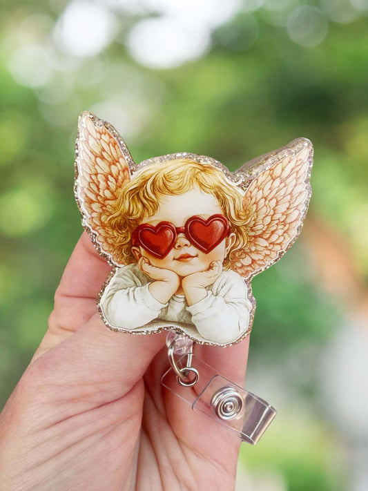 Cupid Valentine's Day retractable badge reel