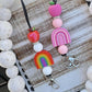 Rainbow apple teacher beaded lanyard