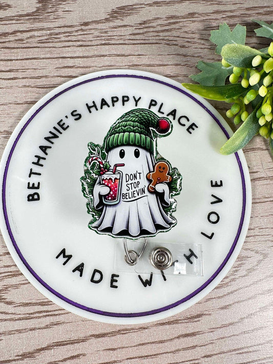 Christmas ghost retractable badge reel
