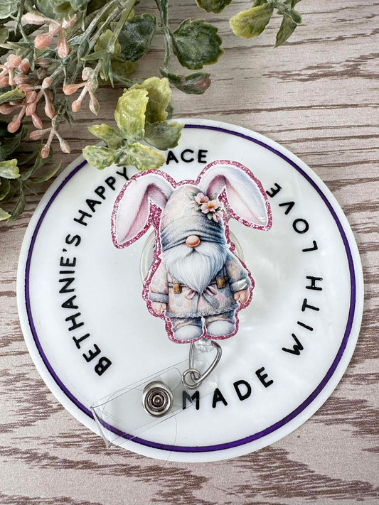 Easter gnome acrylic badge reel