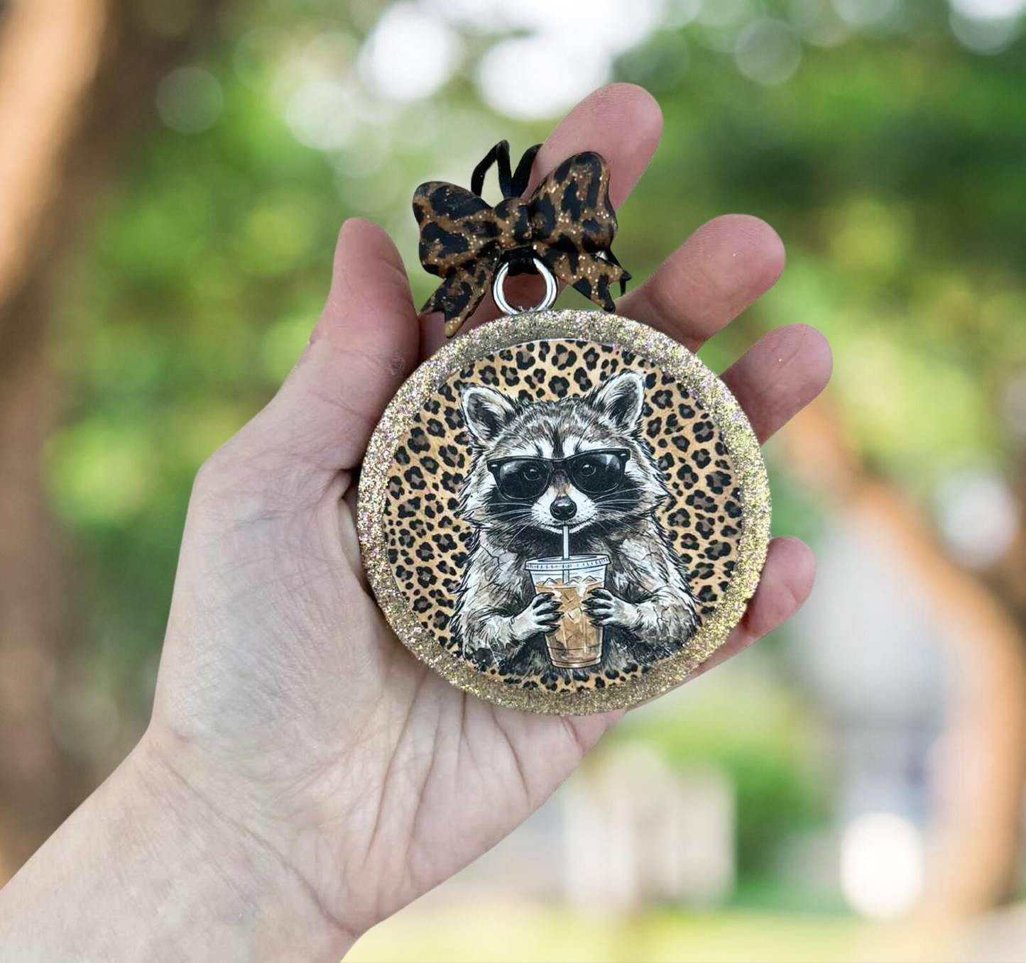 Leopard coffee raccoon freshie
