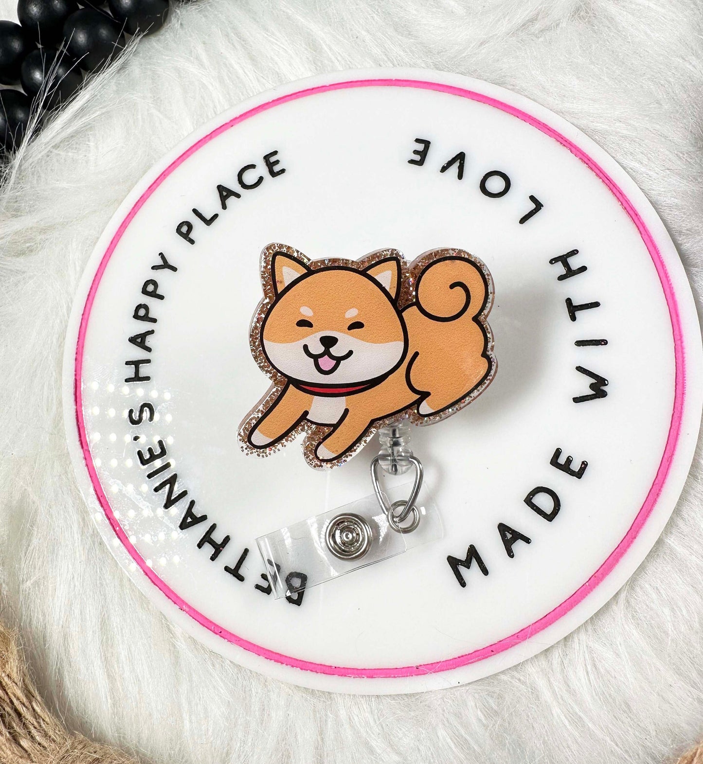 Shiba Inu retractable badge reel