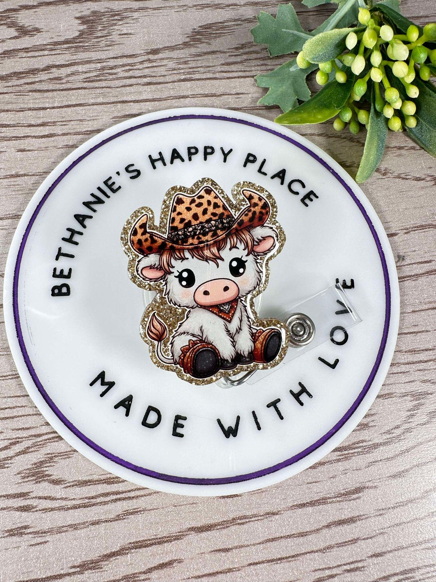 Cowboy cow retractable badge reel