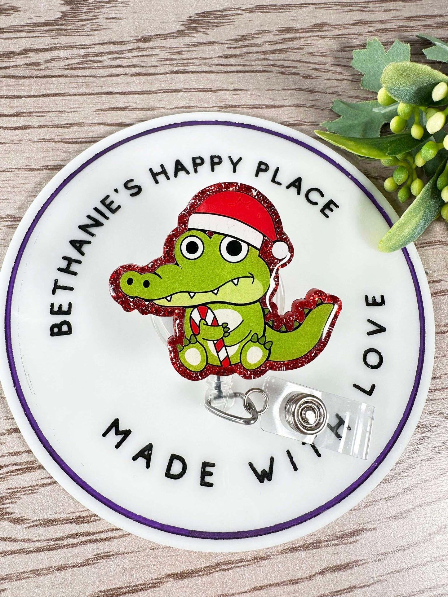 Christmas gator retractable badge reel