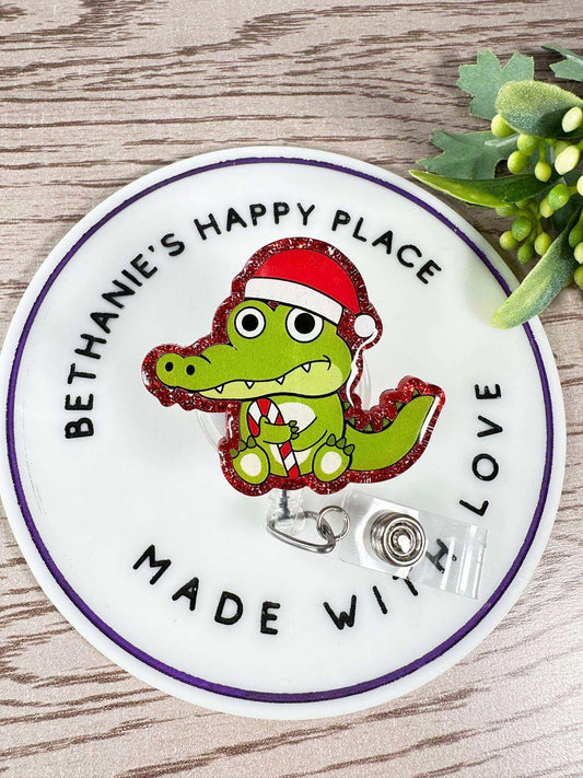Christmas gator retractable badge reel