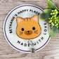 Orange cat face retractable badge reel