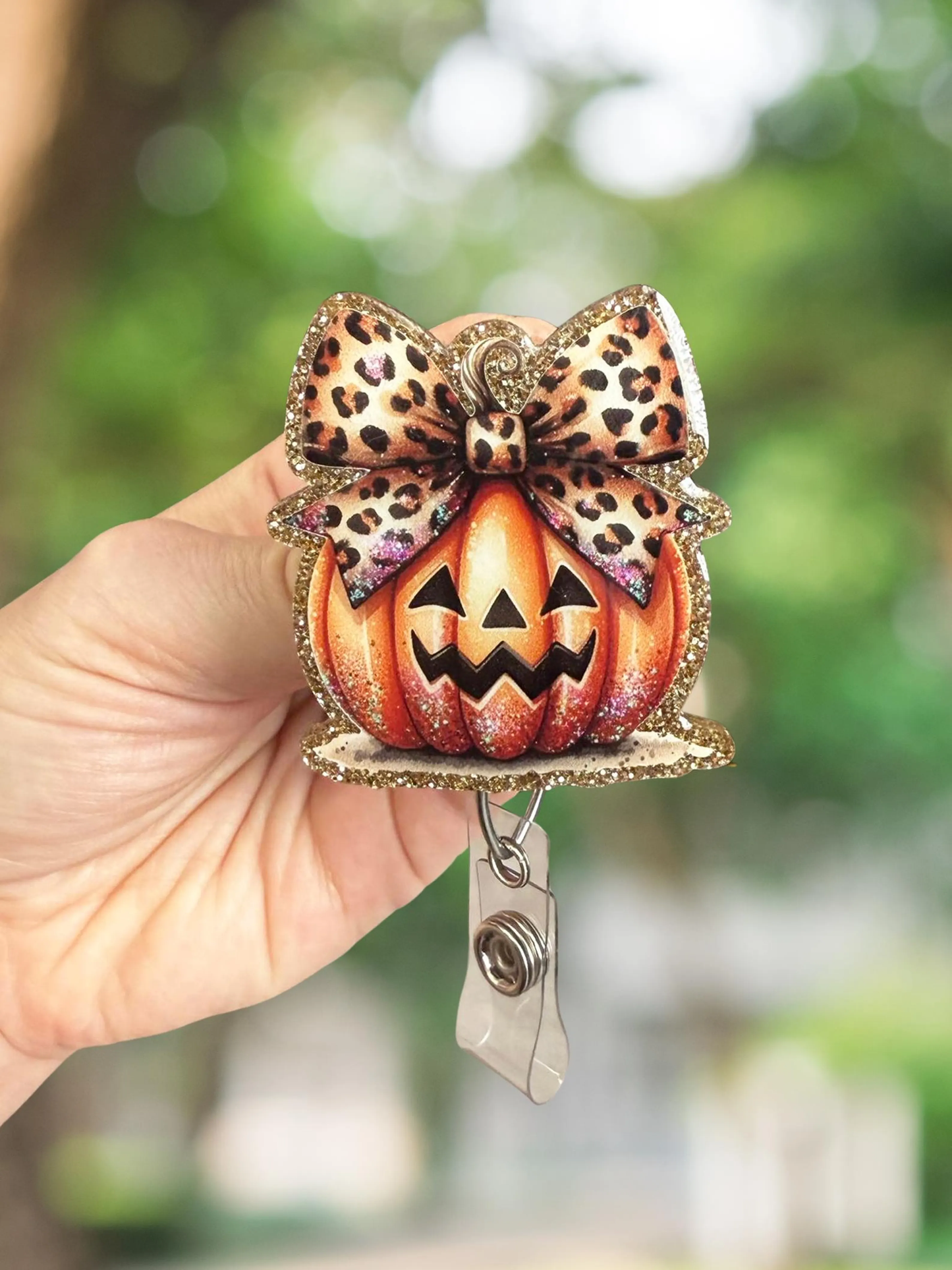 Leopard Pumpkin Retractable Badge Reel