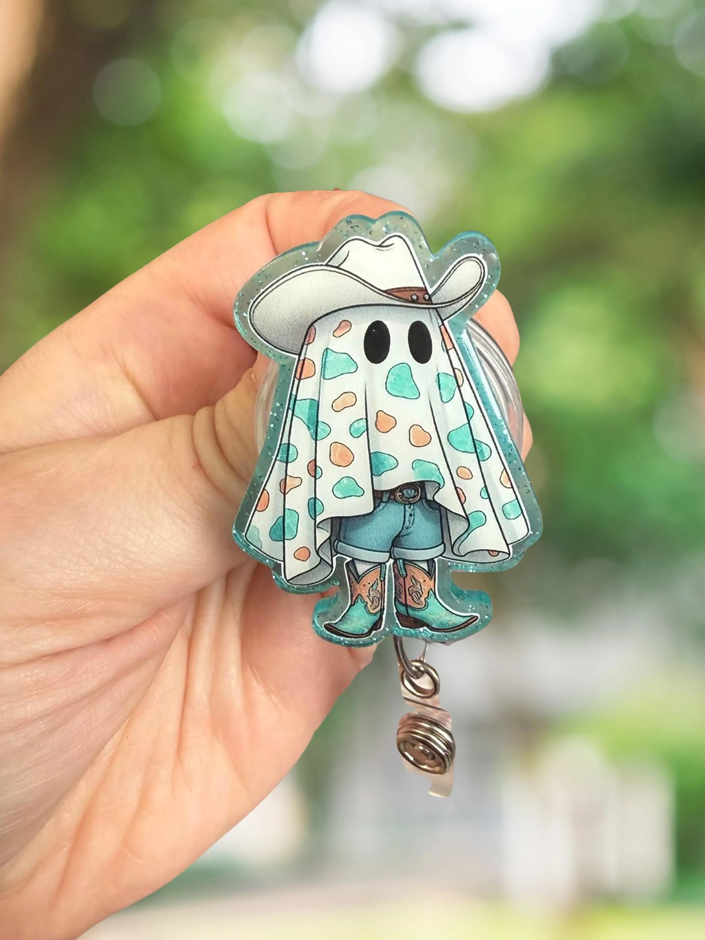 Cowboy Sheet Ghost Retractable Badge Reel