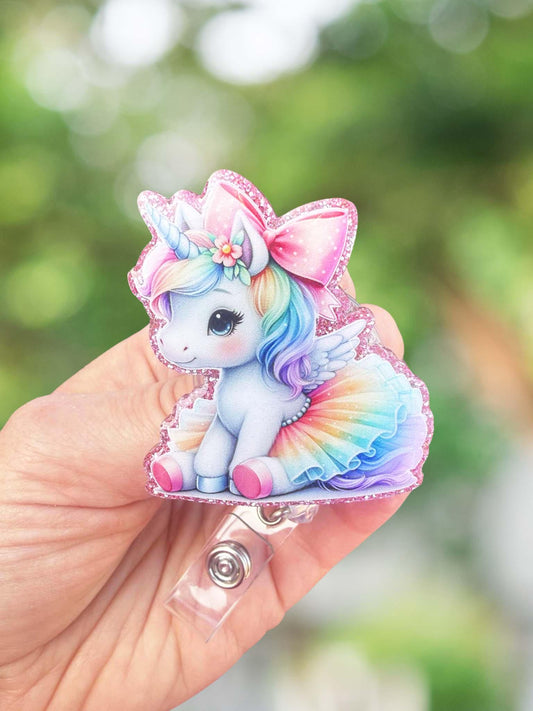 Rainbow unicorn retractable badge reel
