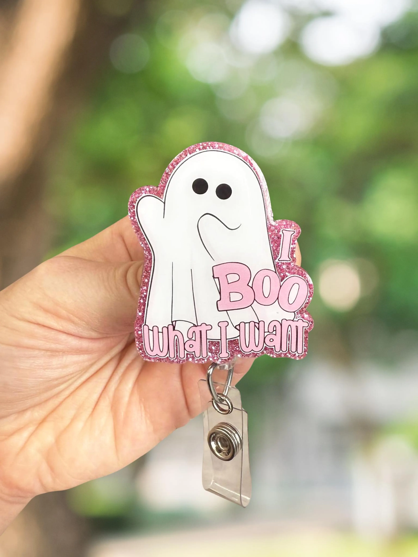 I Boo What I Want Ghost Retractable Badge Reel