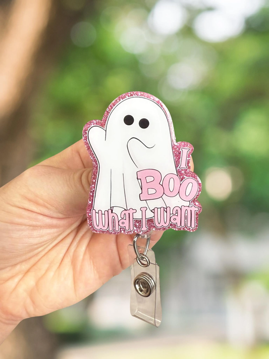 I Boo What I Want Ghost Retractable Badge Reel