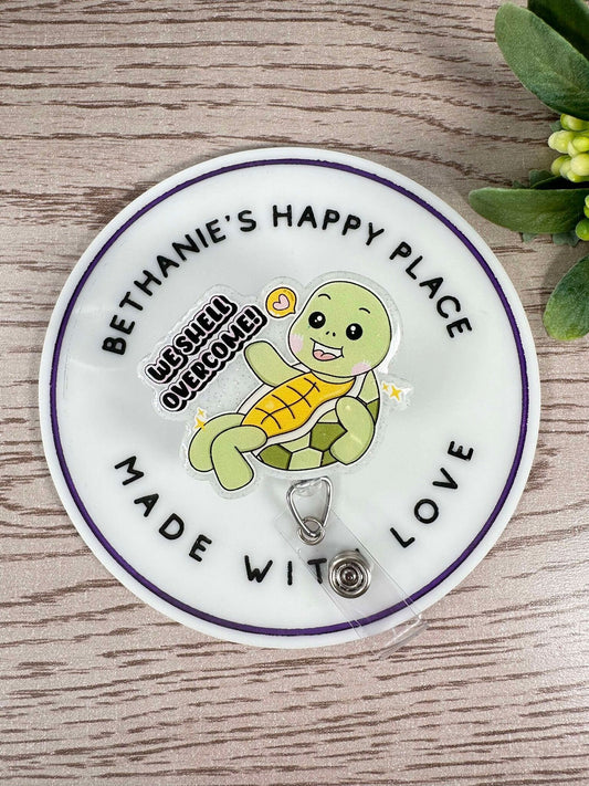 We shell overcome mental health turtle retractable badge reel