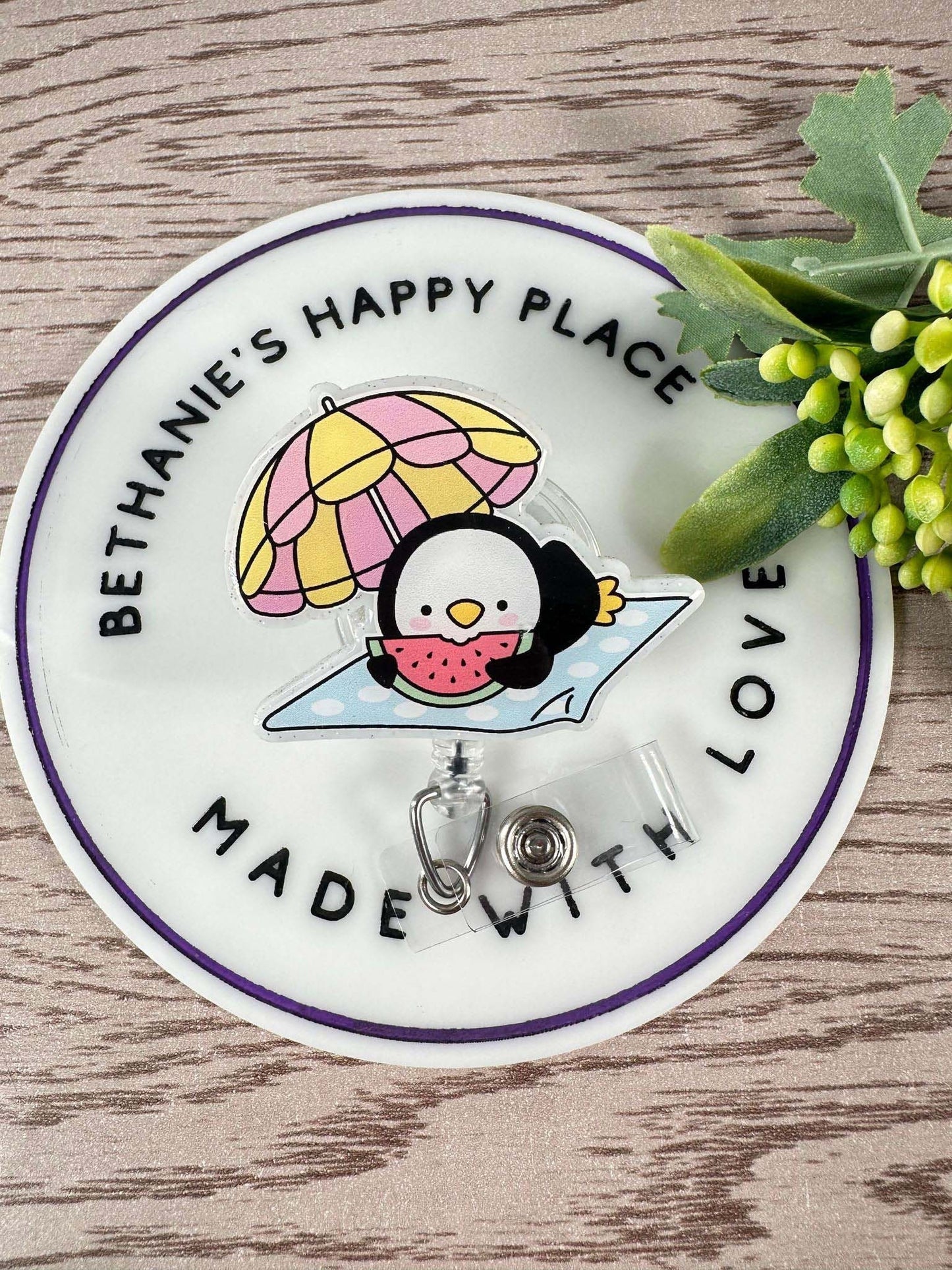 Beach penguin retractable badge reel