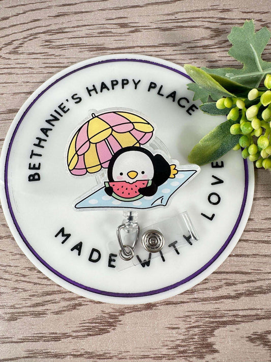 Beach penguin retractable badge reel