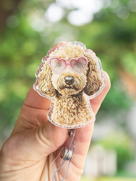 Goldedoodle retractable badge reel