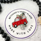 Christmas red truck badge reel