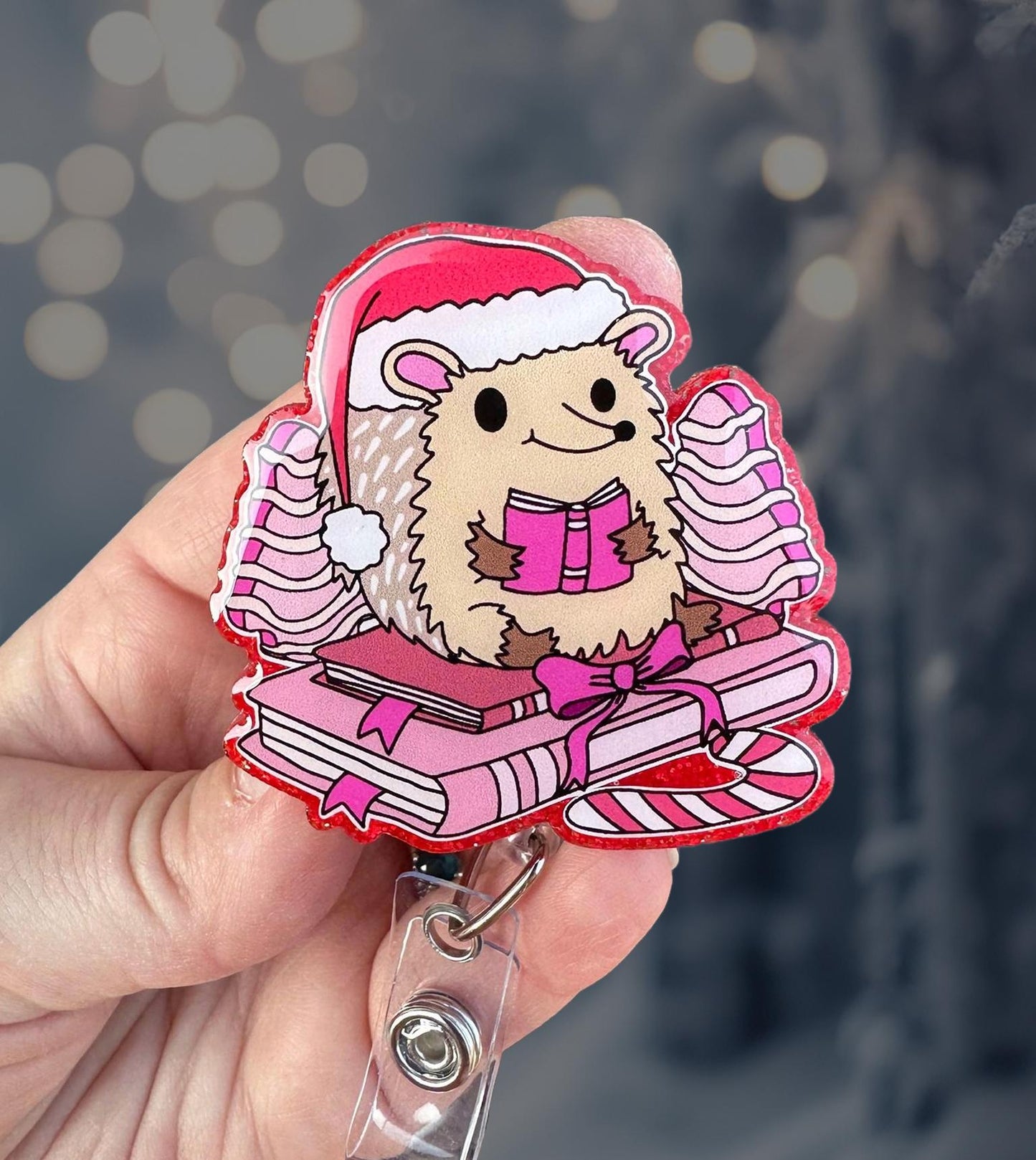 Christmas hedgehog retractable badge reel