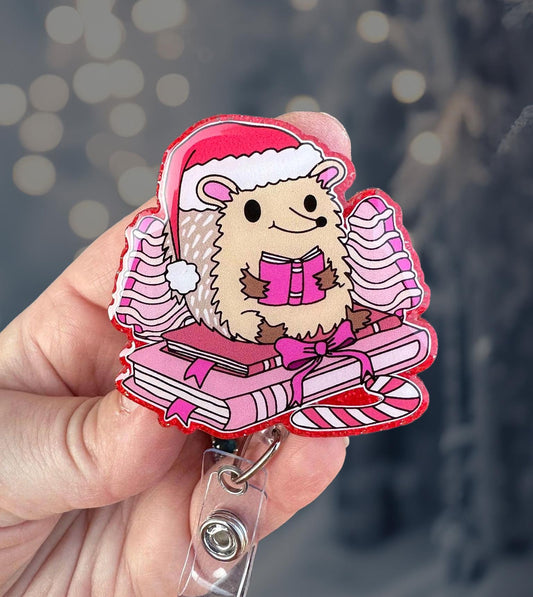 Christmas hedgehog retractable badge reel
