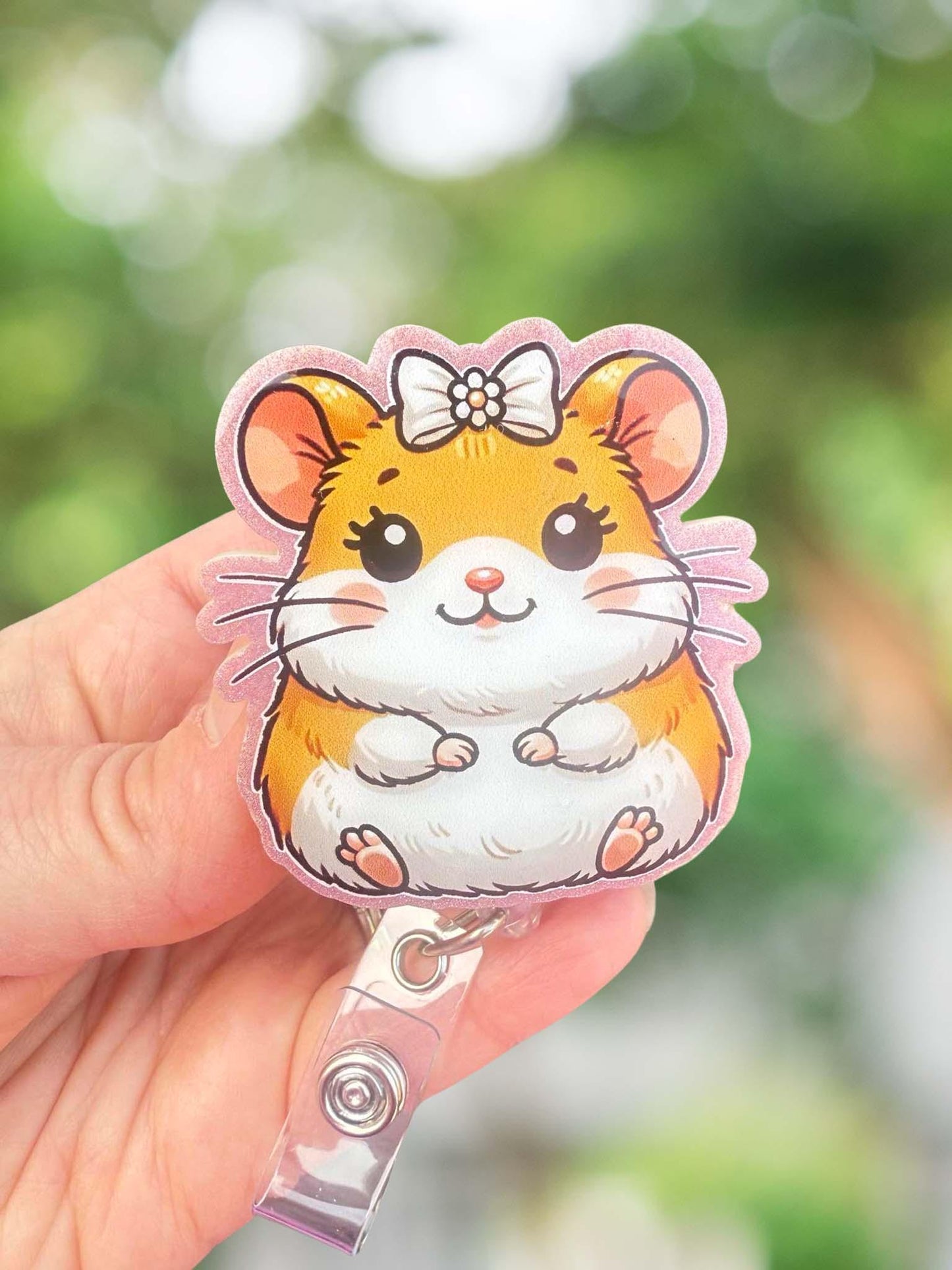 Chubby hamster retractable badge reel