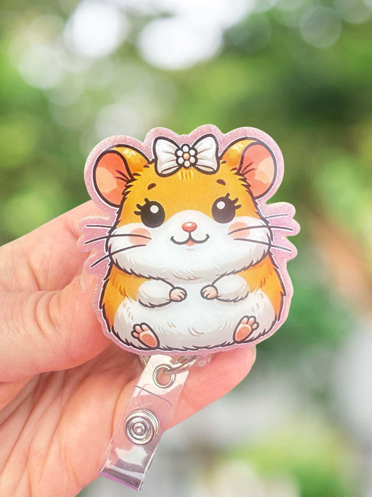 Chubby hamster retractable badge reel