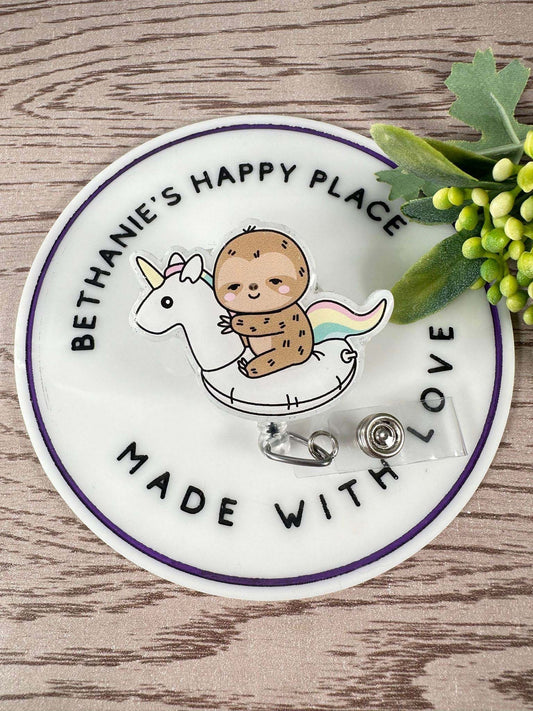 Sloth retractable badge reel