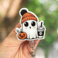 Cute Ghost with Coffee Retractable Badge Reel