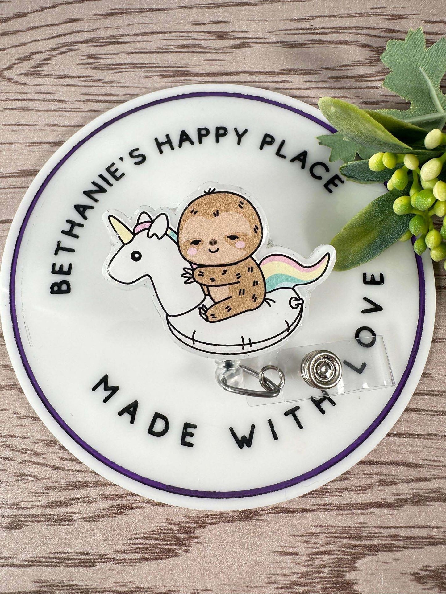 Sloth retractable badge reel