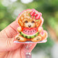 Watermelon doodle puppy badge reel