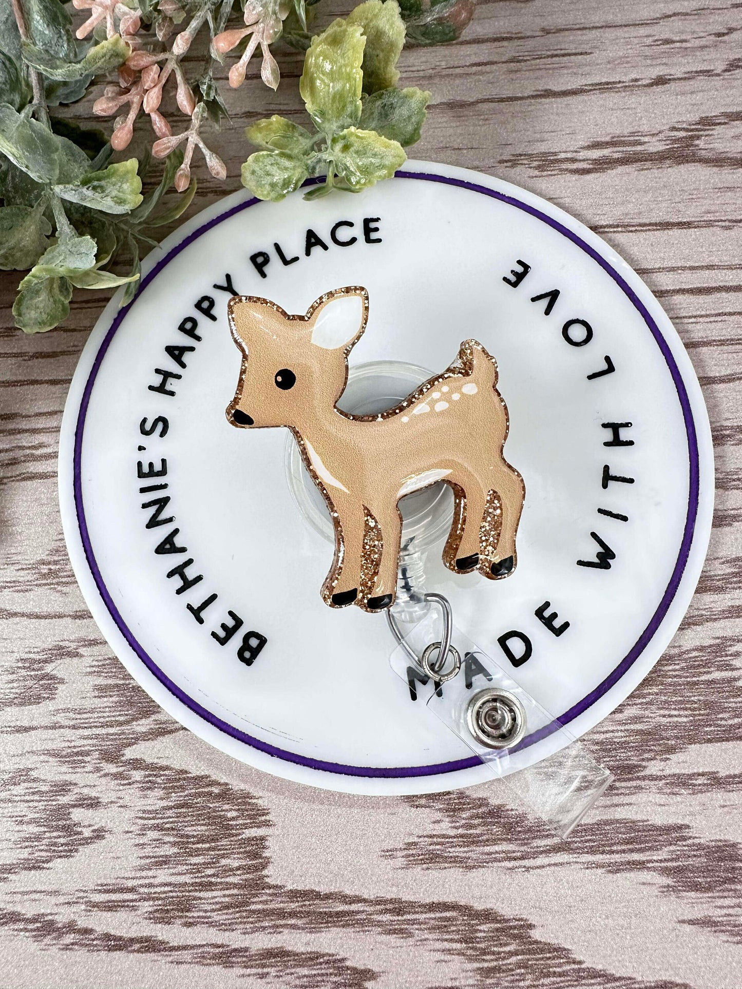 Baby deer retractable badge reel