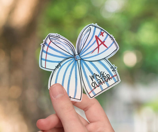 Personalized teacher bow sticker