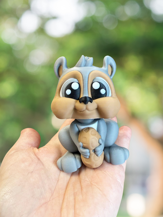 Cute gray squirrel 3D printed articulated figurine