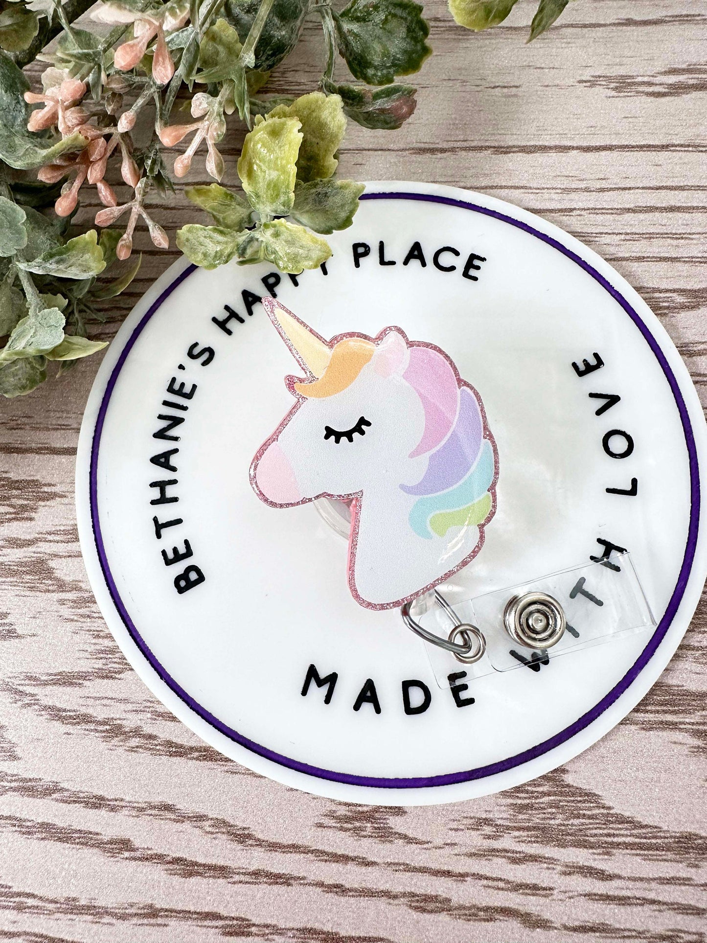Sweet unicorn retractable badge reel