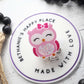 Pink owl badge reel