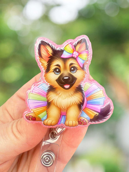 German Shepherd retractable badge reel