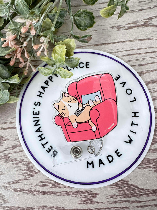 Lazy cat retractable badge reel