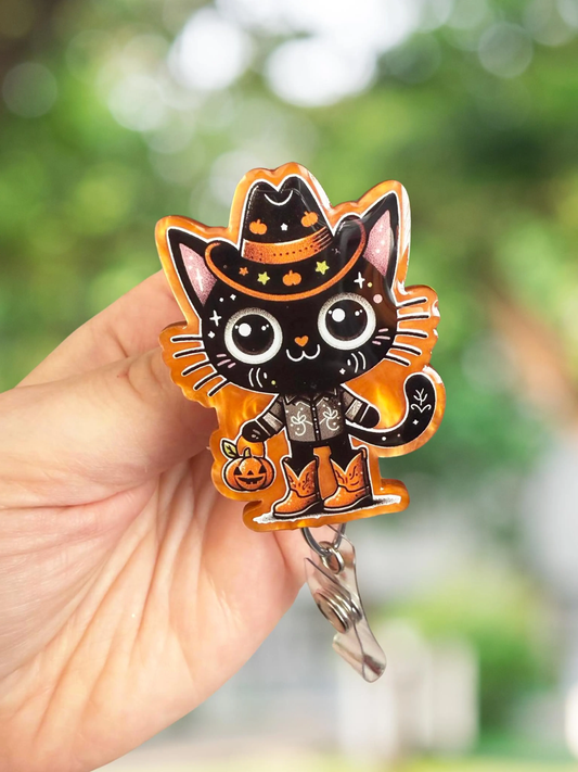 Halloween Black Cat Retractable Badge Reel