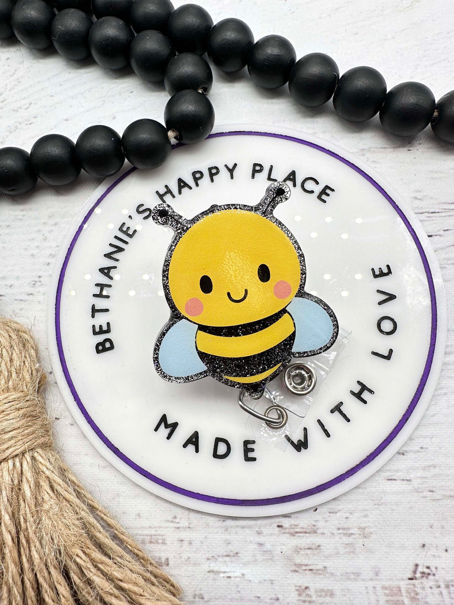 Cute bee badge reel