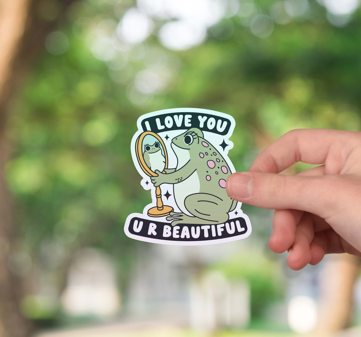 I love you, U R beautiful frog sticker