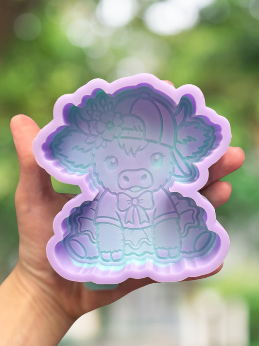Highland cow with sideways hat mold - READY TO SHIP