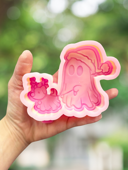 Christmas ghost walking a dog mold - READY TO SHIP