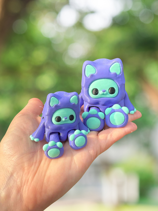 3D printed periwinkle kitty yeti articulated figurine