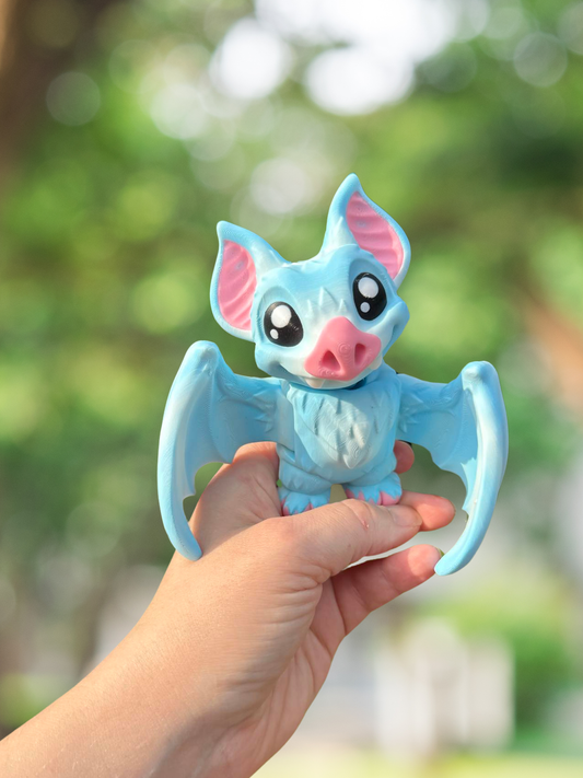 Blue bat 3D printed articulated figurine