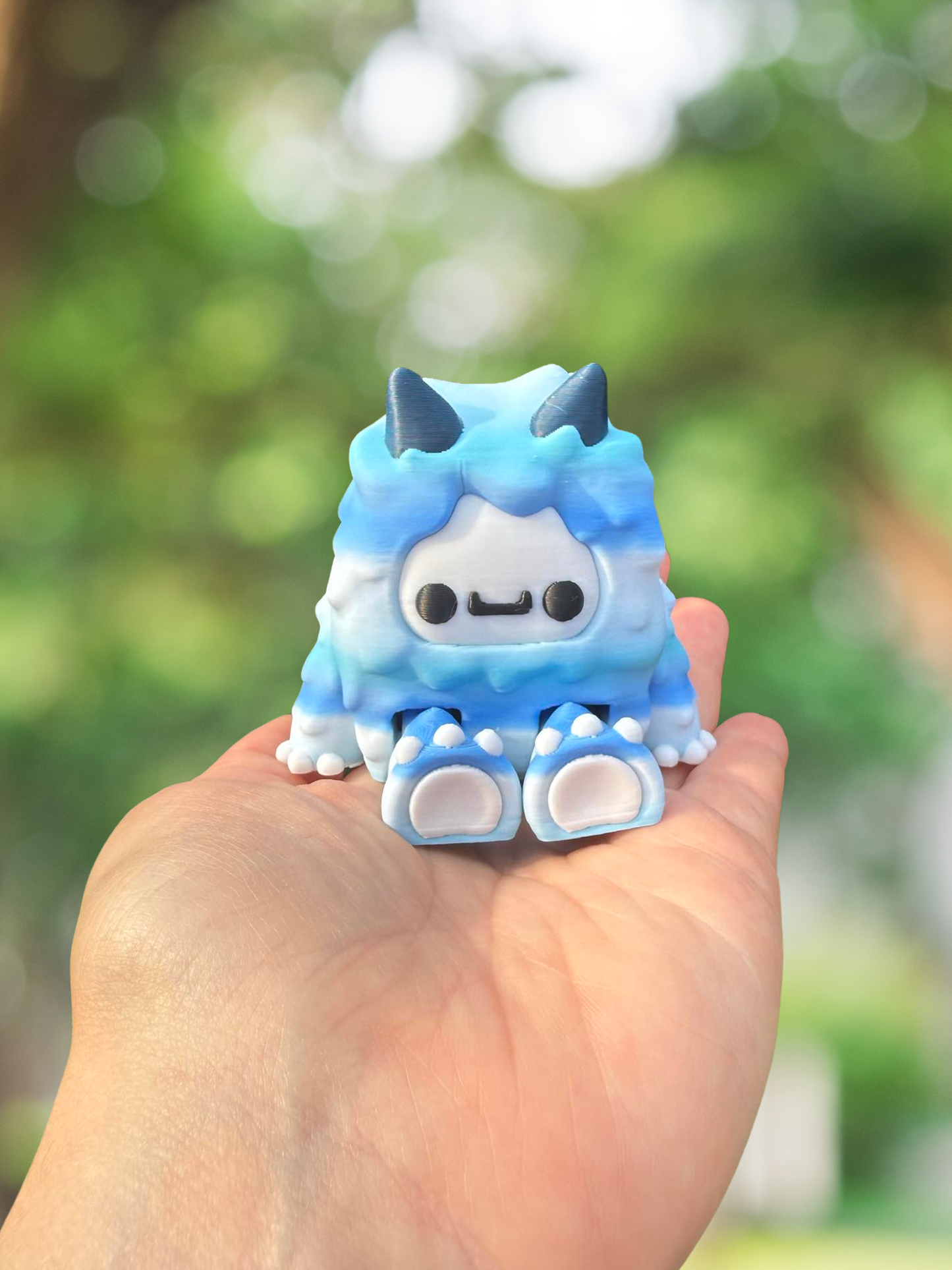 Blue yeti articulated 3D printed figurine