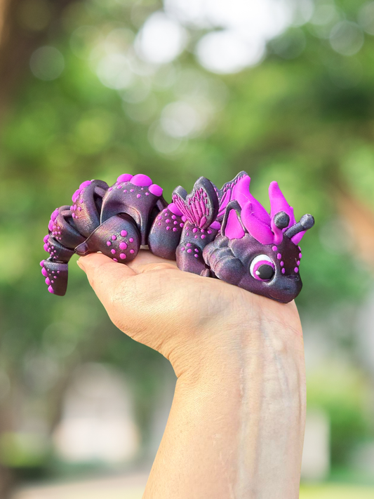 Purple butterfly dragon articulated 3D figurine