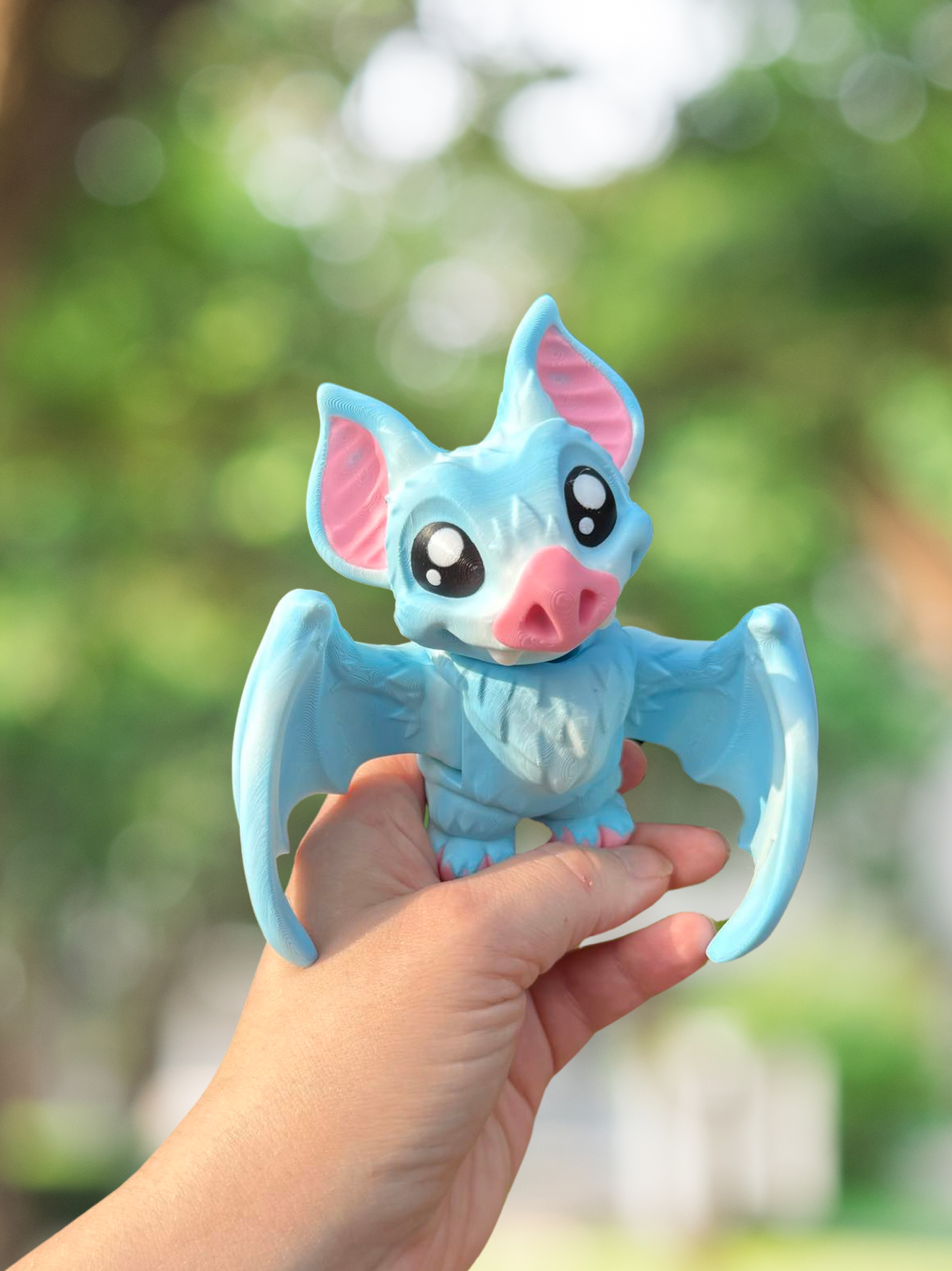 Blue bat 3D printed articulated figurine