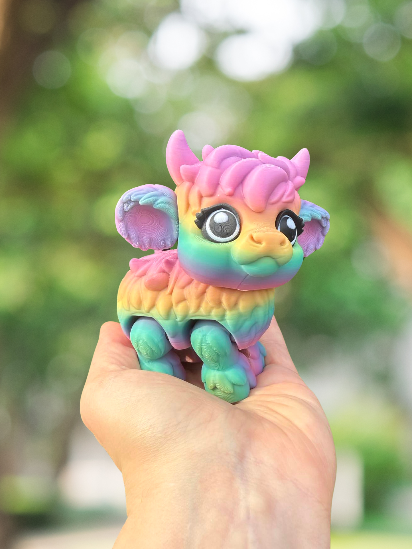 Rainbow cow articulated 3D figurine