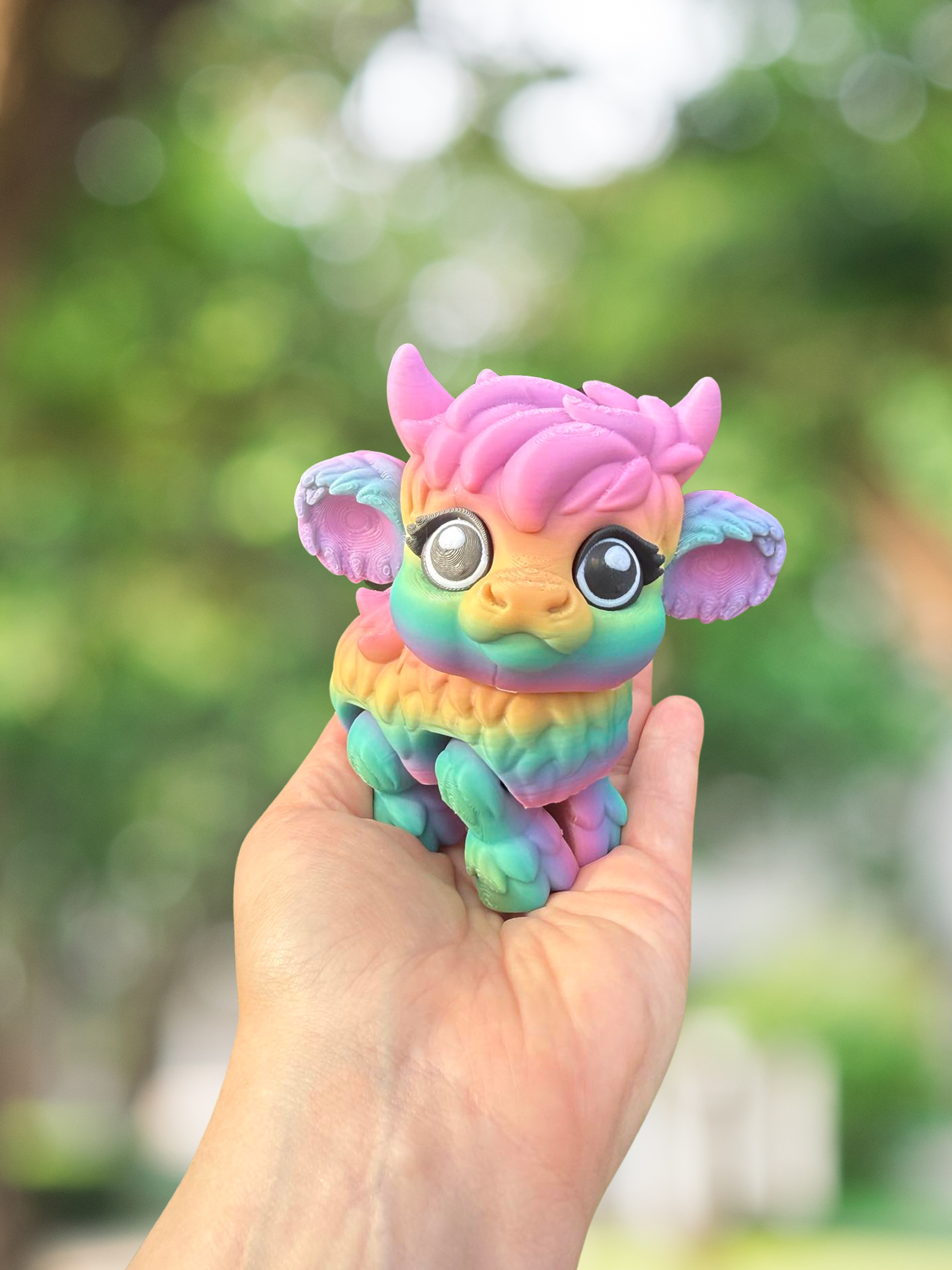 Rainbow cow articulated 3D figurine